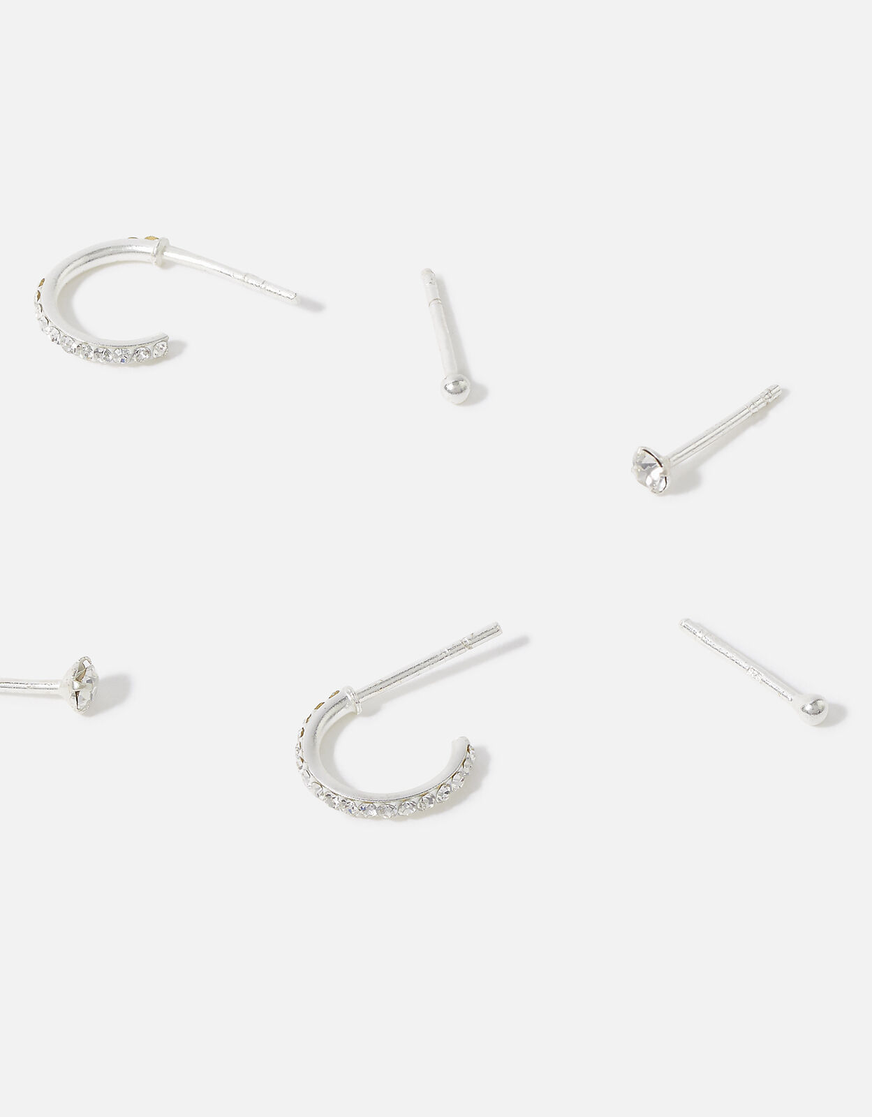 Silver Sparkle Stainless Steel Hoops