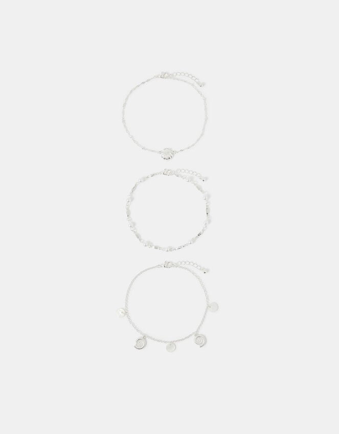 3-Pack Shell Charm Anklets, , large