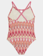 Girls Crochet Crossback Swimsuit, Multi (BRIGHTS MULTI), large