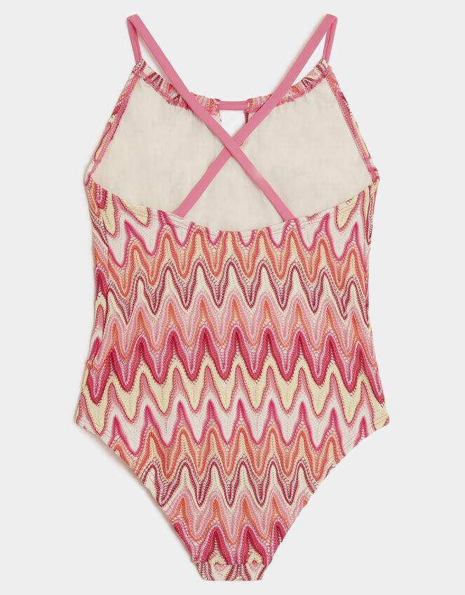 Girls Crochet Crossback Swimsuit, Multi (BRIGHTS MULTI), large