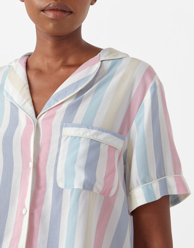 Stripe Button Down Pyjama Set, Multi (PASTEL-MULTI), large
