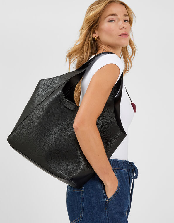 Faux Leather Shoulder Bag, , large