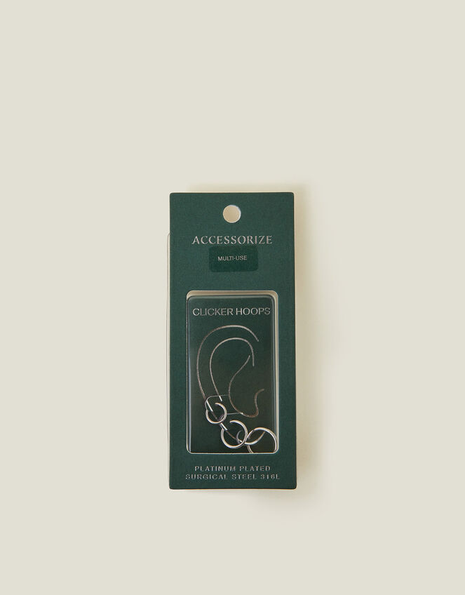 3-Pack Platinum-Plated Surgical Steel Clicker Hoops, , large