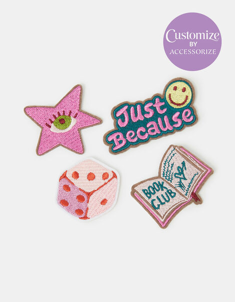 4-Pack Book Club Embroidered Iron-On Patches, , large