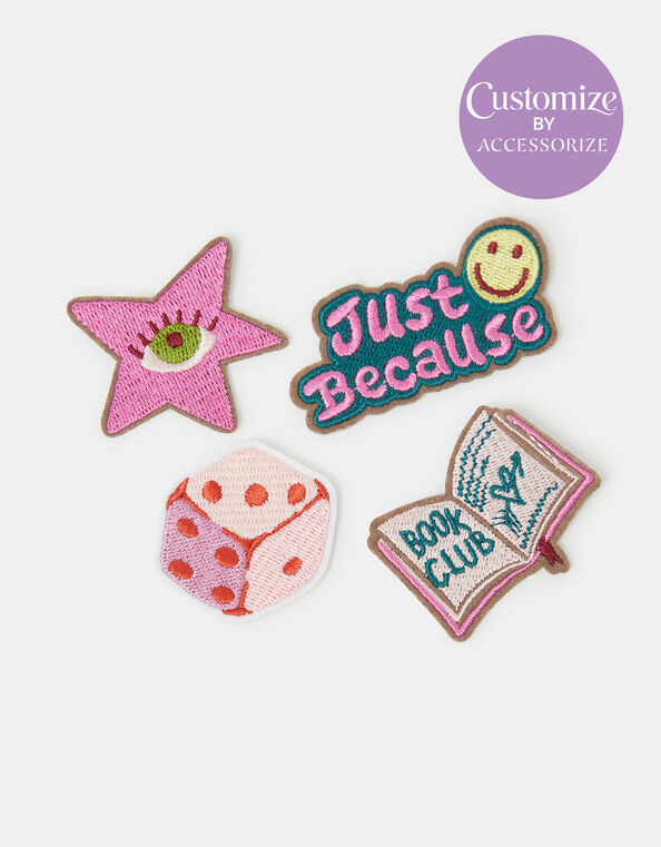 4-Pack Book Club Embroidered Iron-On Patches, , large
