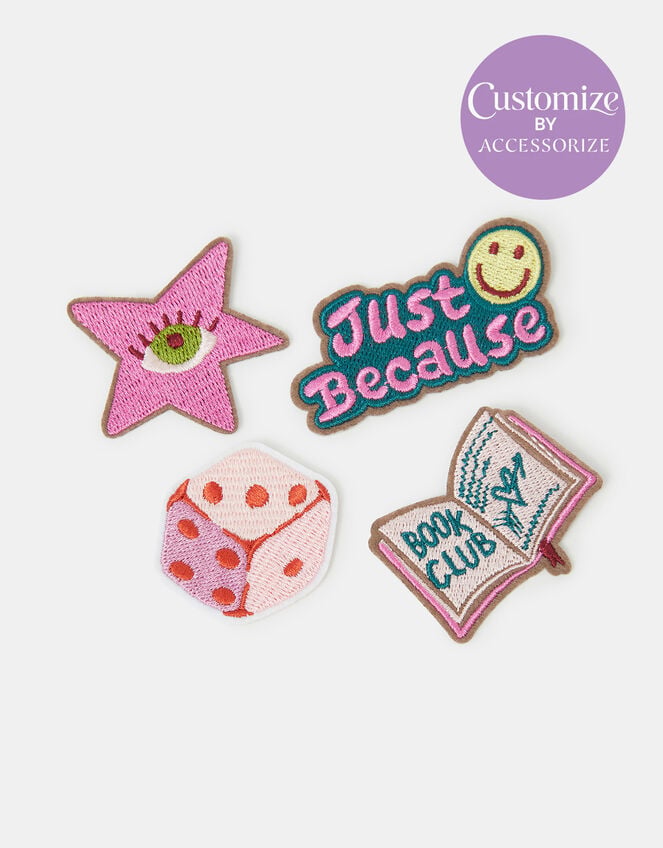 4-Pack Book Club Embroidered Iron-On Patches, , large