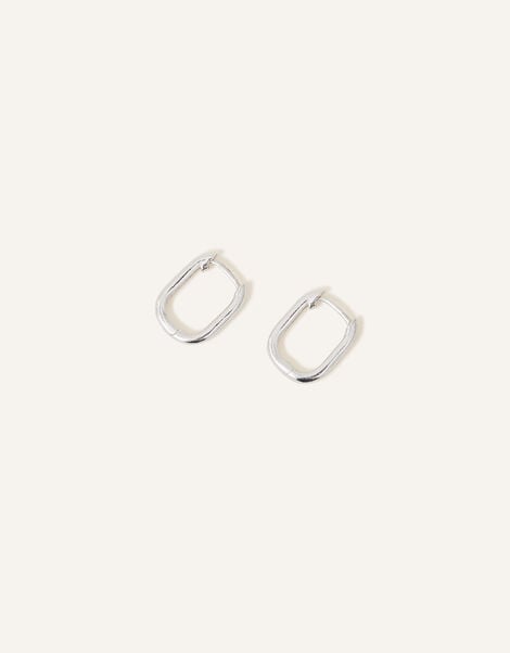 Sterling Silver Rectangular Hoops, , large