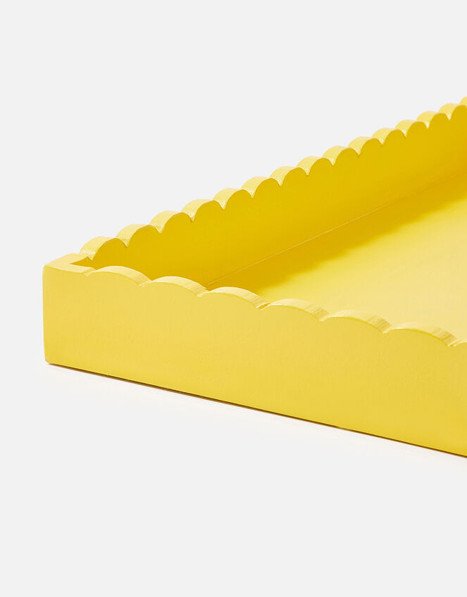 Large Wood Scallop Tray, Yellow (YELLOW), large
