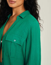 Crinkle Cover-Up Shirt, Teal (TEAL), large