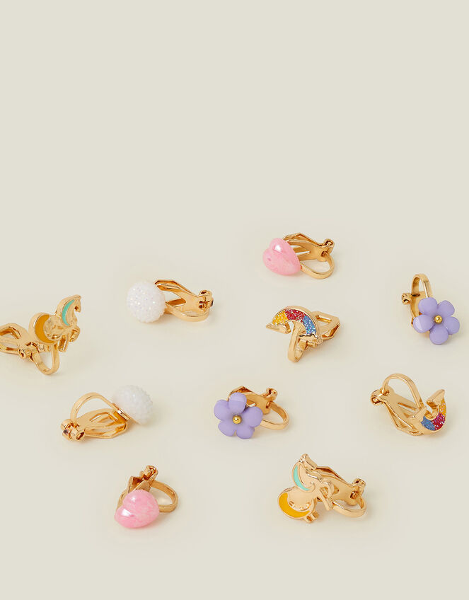 5-Pack Girls Unicorn Clip On Earrings, , large