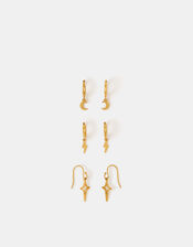 3-Pack Stainless Steel Celestial Hoop Earrings, , large