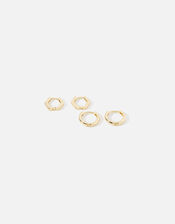 Gold-Plated Hexagon and Plain Hoop Set, , large