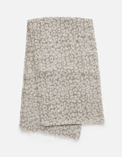 Neutral Leopard Print Scarf, , large