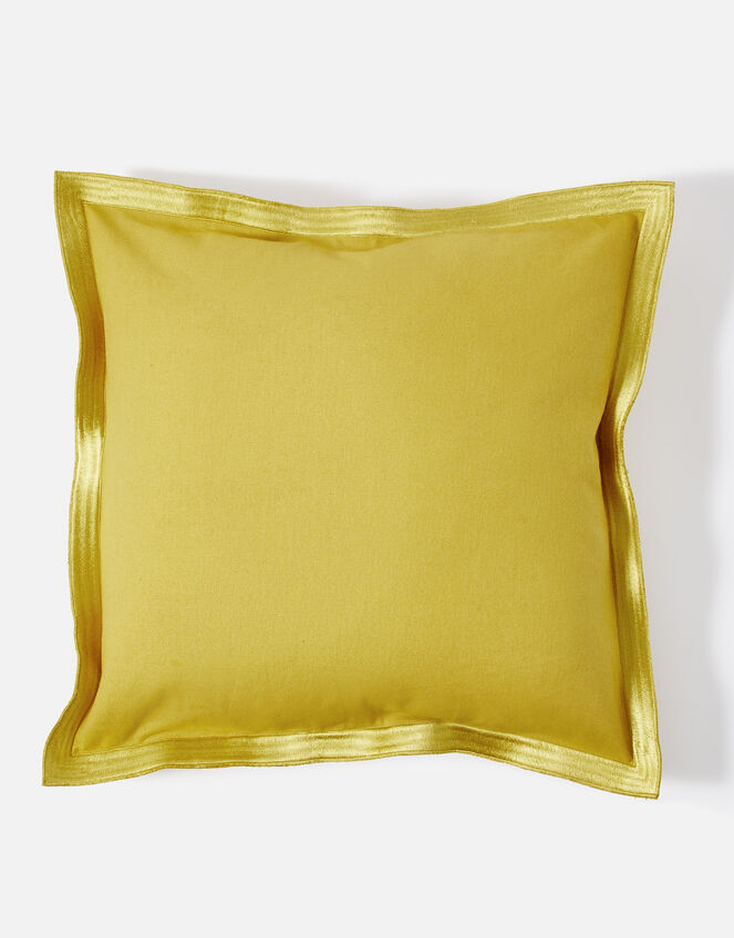 Embroidered Wide Edge Cushion Cover, Yellow (YELLOW), large