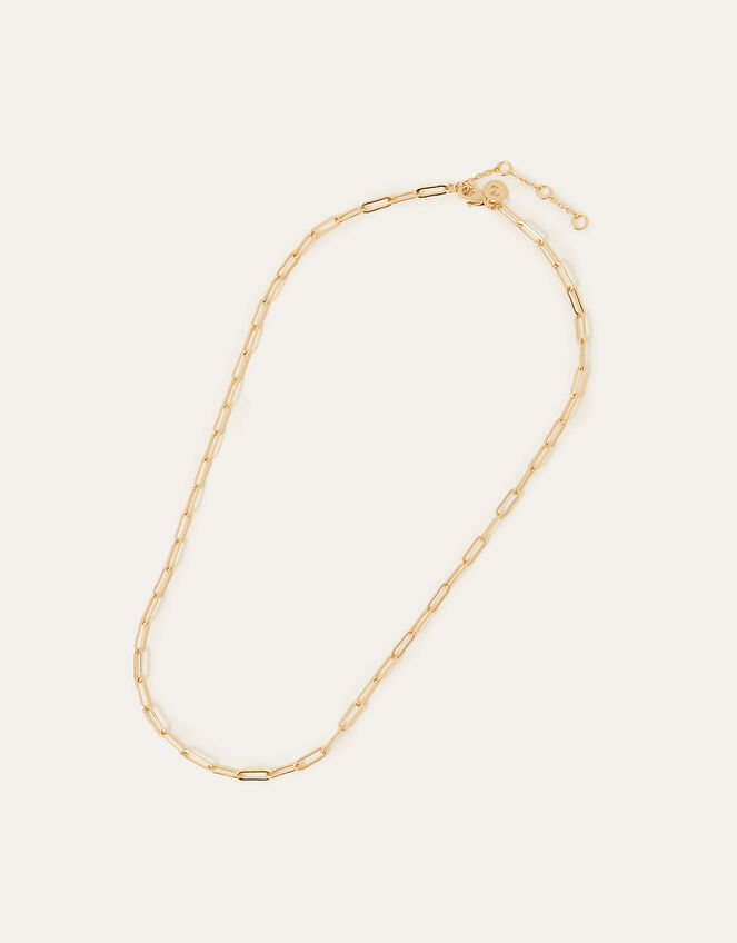 14ct Gold-Plated Paperclip Chain Necklace, , large