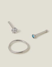 3-Pack Platinum-Plated Surgical Steel Nose Studs, , large