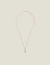 Sterling Silver-Plated Flower Initial Pendant Necklace, Silver (ST SILVER), large