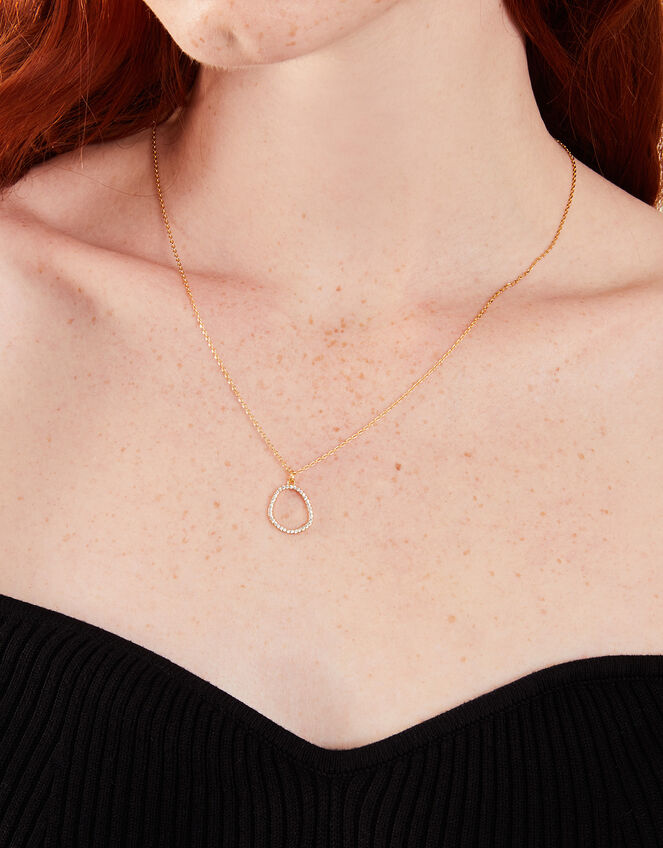 14ct Gold-Plated Sparkle Pebble Necklace, , large