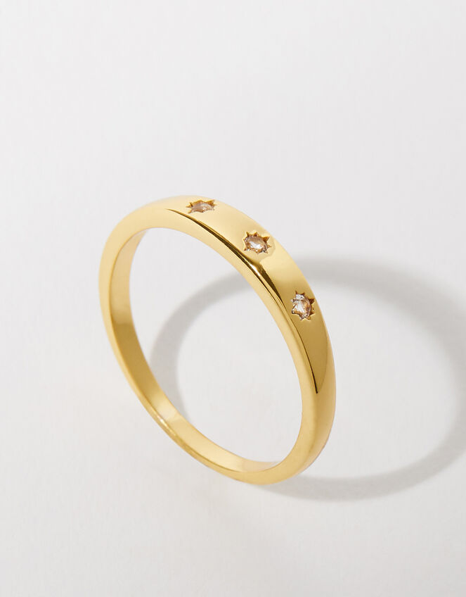 Gold Vermeil White Topaz Band Ring, Gold (GOLD), large