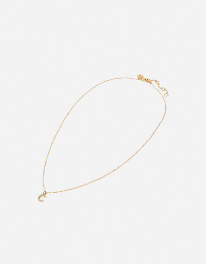 Gold-Plated Sparkle Initial Pendant Necklace, Gold (GOLD), large
