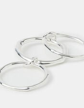 Sterling Silver-Plated Molten Linked Stacking Ring, Silver (ST SILVER), large