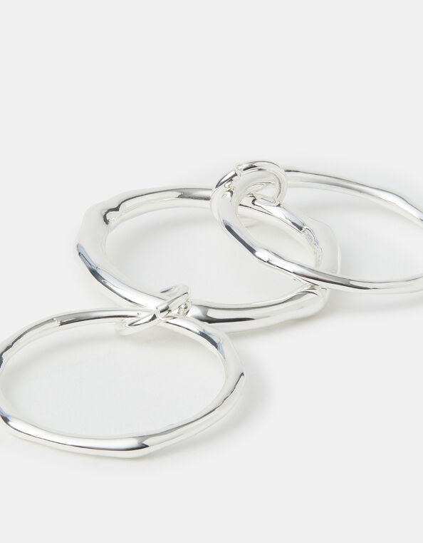 Sterling Silver-Plated Molten Linked Stacking Ring, Silver (ST SILVER), large