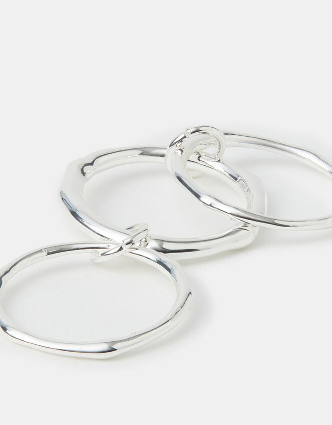 Sterling Silver-Plated Molten Linked Stacking Ring, Silver (ST SILVER), large