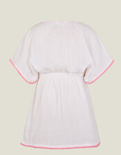 Girls Floral Embroidered Kaftan, White (WHITE), large