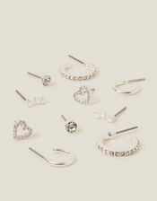 10-Pack Diamant&eacute; Star Stud & Hoop Earrings, , large