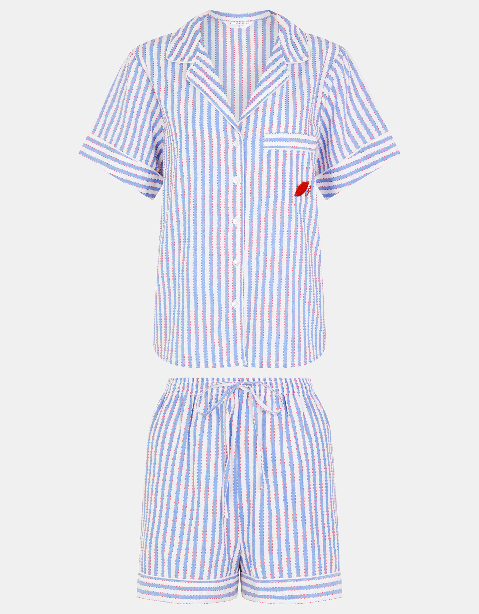 Bisou Stripe Short Pyjamas Set, Blue (BLUE), large