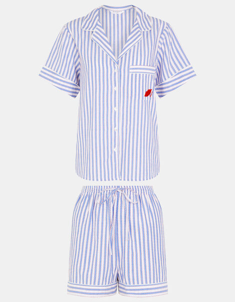 Bisou Stripe Short Pyjamas Set, Blue (BLUE), large