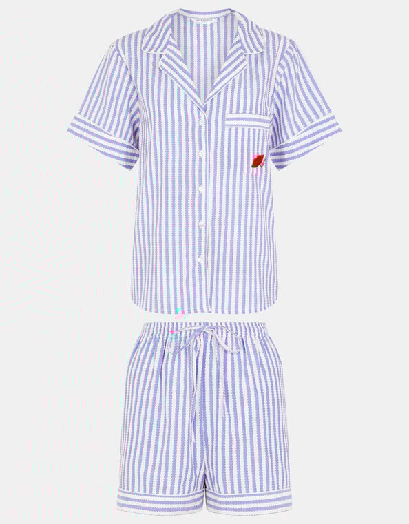 Bisou Stripe Short Pyjamas Set, Blue (BLUE), large
