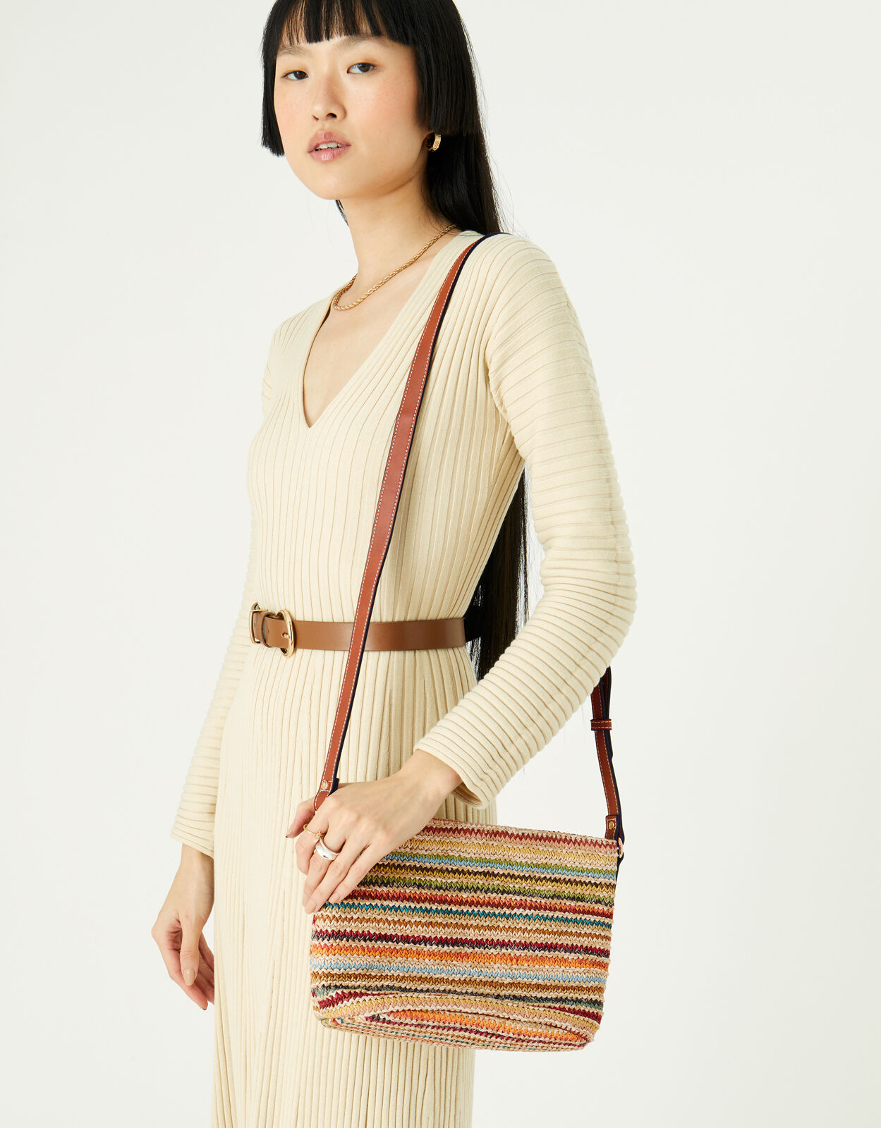 Striped crossbody bag top