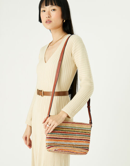 Stripe Weave Cross-Body Bag, , large