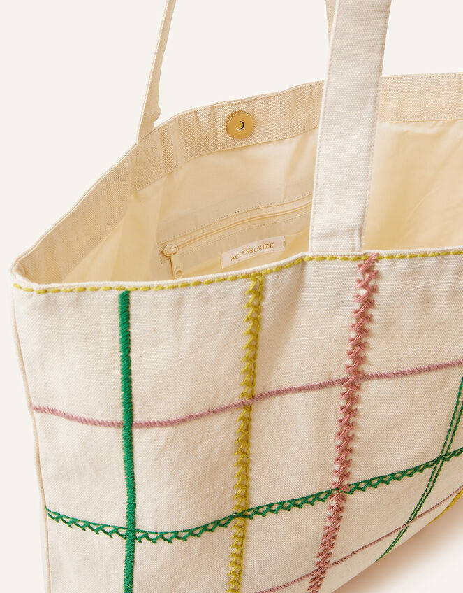 Check Stitch Shopper Bag, , large