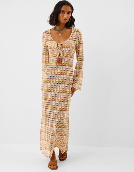 Crochet Maxi Beach Dress, Multi (MULTI), large