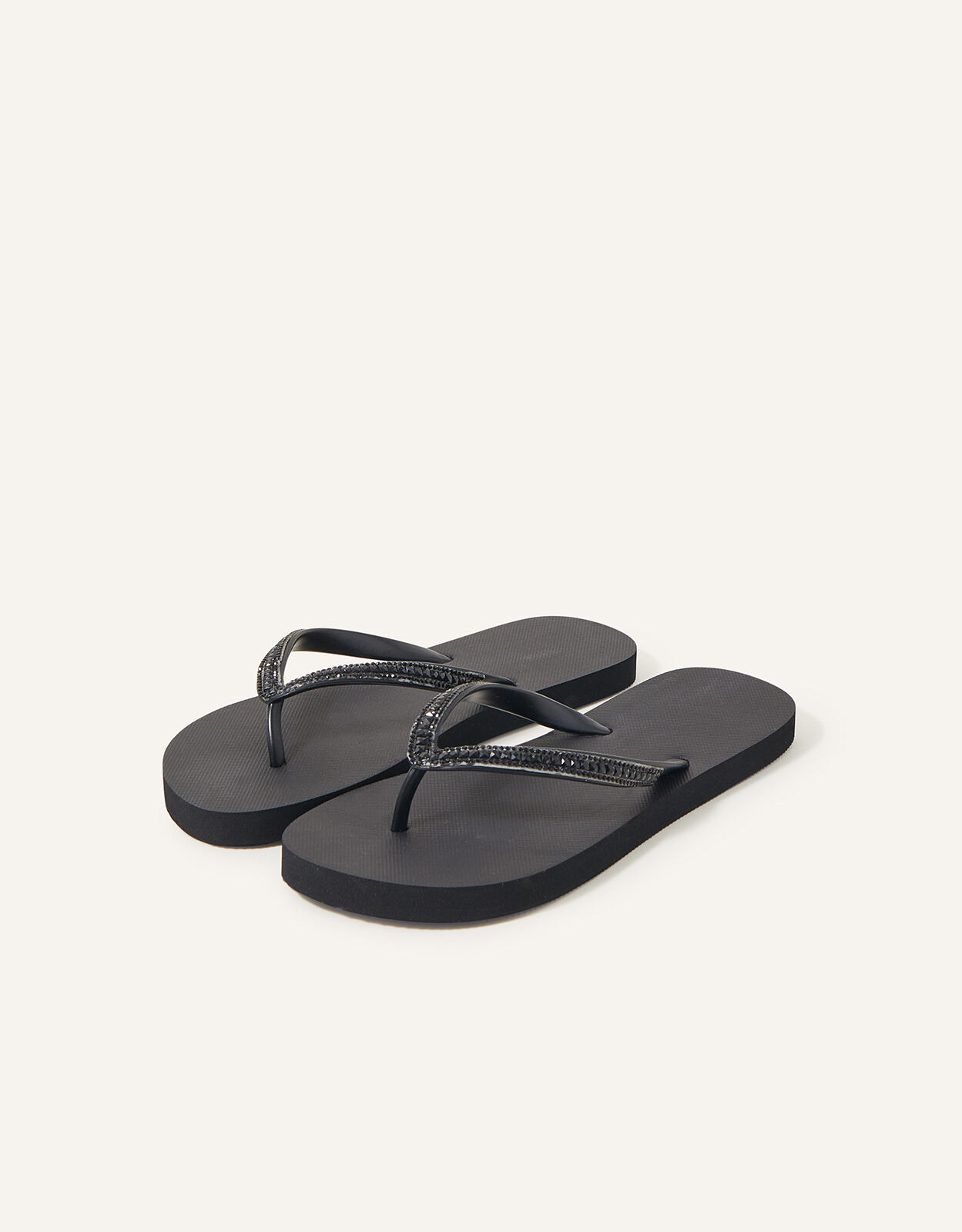 Black embellished flip flops online