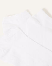 Supersoft Cotton Ankle Socks Set of Three , White (WHITE), large