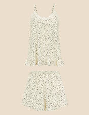 Ditsy Print Short Pyjama Set, Ivory (IVORY), large