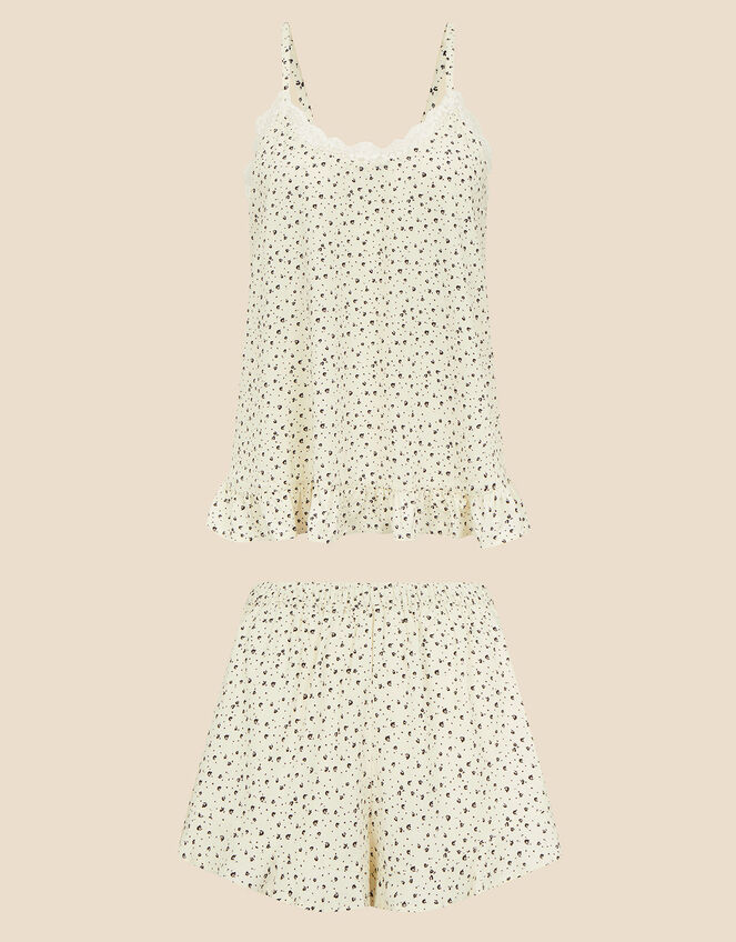 Ditsy Print Short Pyjama Set, Ivory (IVORY), large