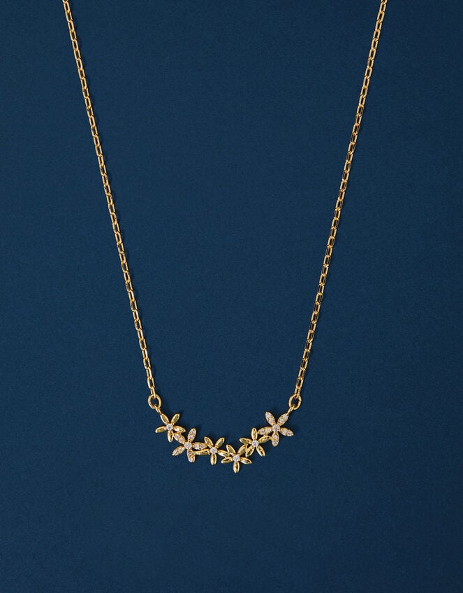 14ct Gold-Plated Flower Cluster Necklace, , large