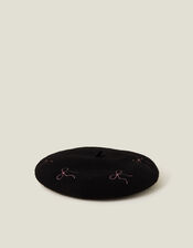 Bow Stitch Wool Beret, , large