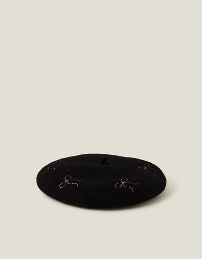 Bow Stitch Wool Beret, , large