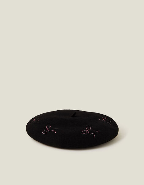 Bow Stitch Wool Beret, , large