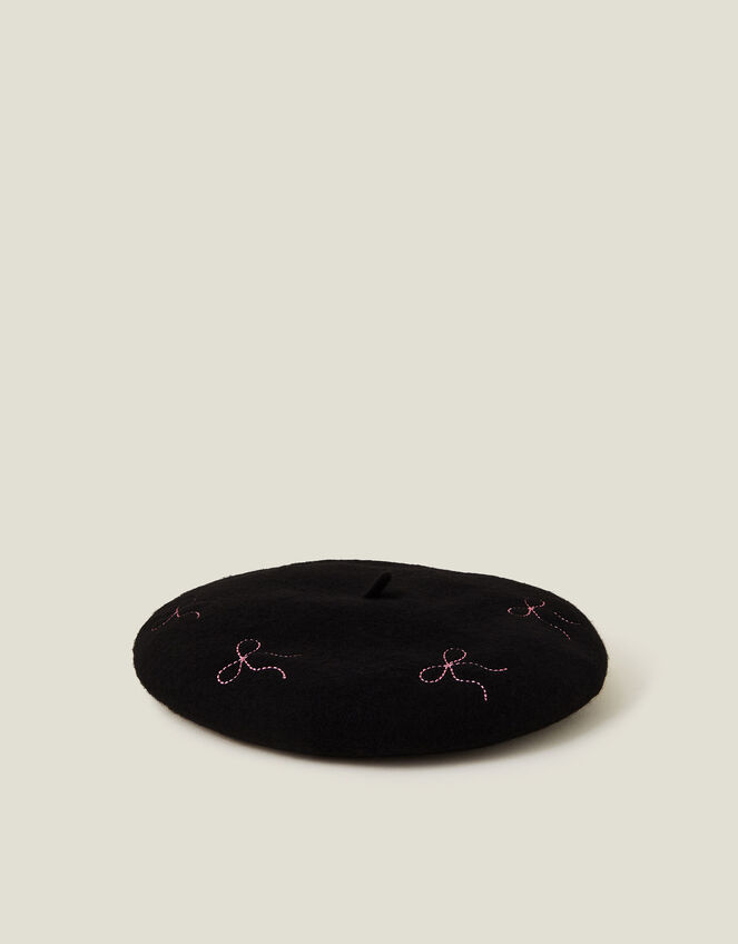 Bow Stitch Wool Beret, , large