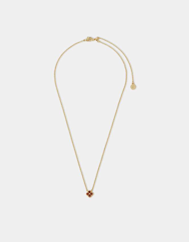 14ct Gold-Plated Birthstone Flower Pendant Necklace, Gold (GOLD), large
