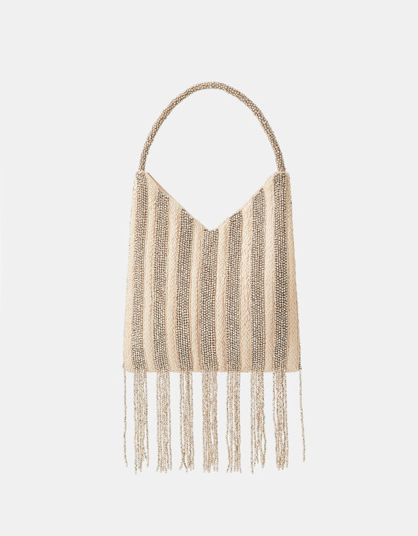 Stripe Fringe Handheld Bag, , large