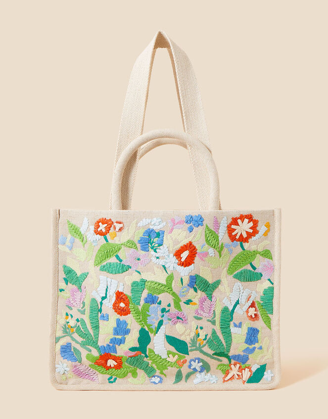 Floral Embroidered Handheld Bag, , large
