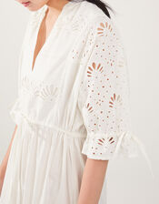 Mixed Shell Broderie Dress, White (WHITE), large