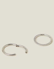 2-Pack Platinum-Plated Surgical Steel Septum Clicker Hoops, , large